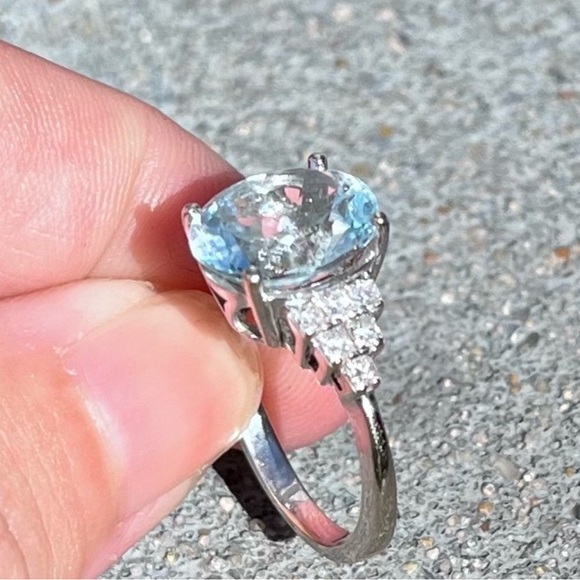 SOLD Effy Aquamarine & Diamond Ring 14kt WG MSRP $3,750 with Effy Certificate - Picture 12 of 16